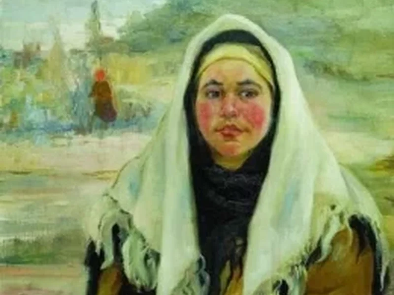 1870-Vassa Epifanova - Una giovane donna in una sciarpa